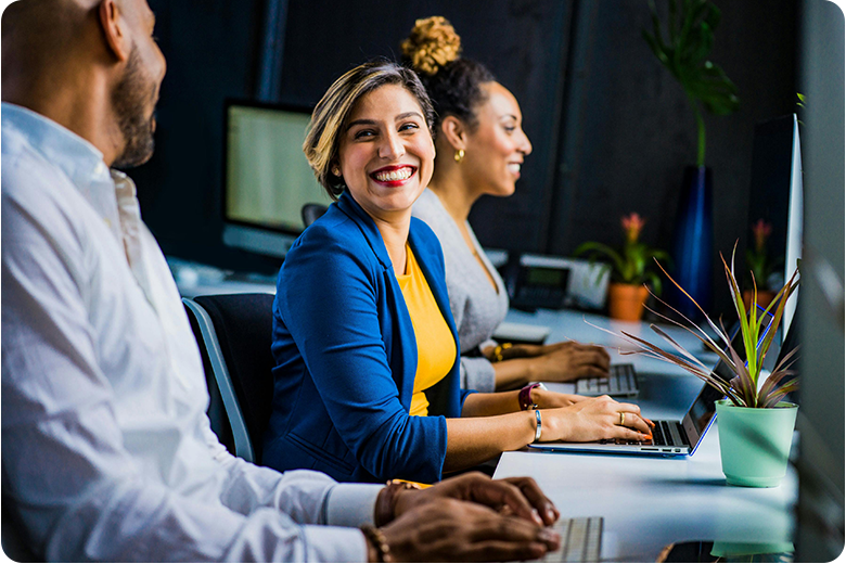 happy woman at work